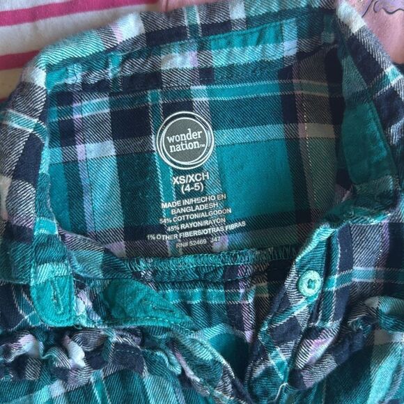 Flannel Shirt & Two Short Sleeve Tops bundle Set Size XS 4/5 - Picture 4 of 4